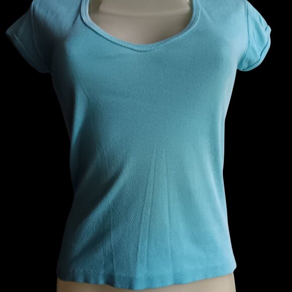 Vintage Womens T-shirt Medium Single Stitch 80's Scoop Neck Fitted Mom Distress - Picture 2 of 9